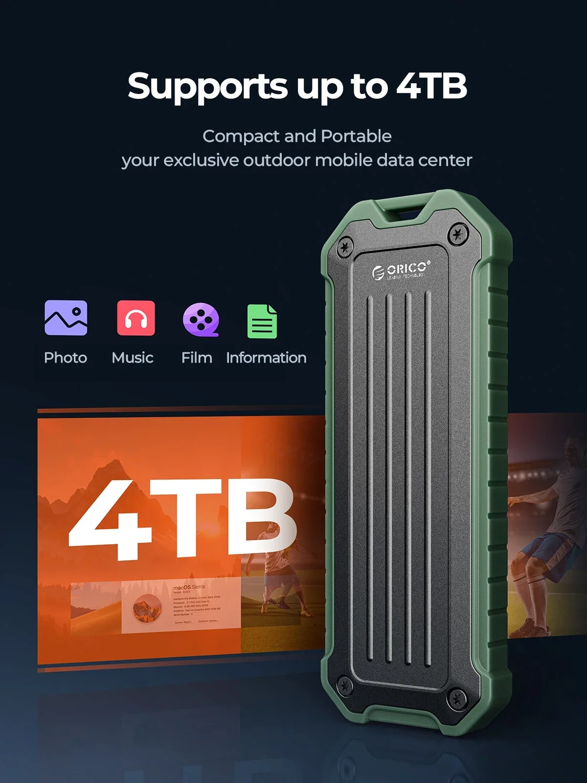 ORICO M.2 NVMe SATA SSD Case Zinc Alloy Waterproof Shockproof