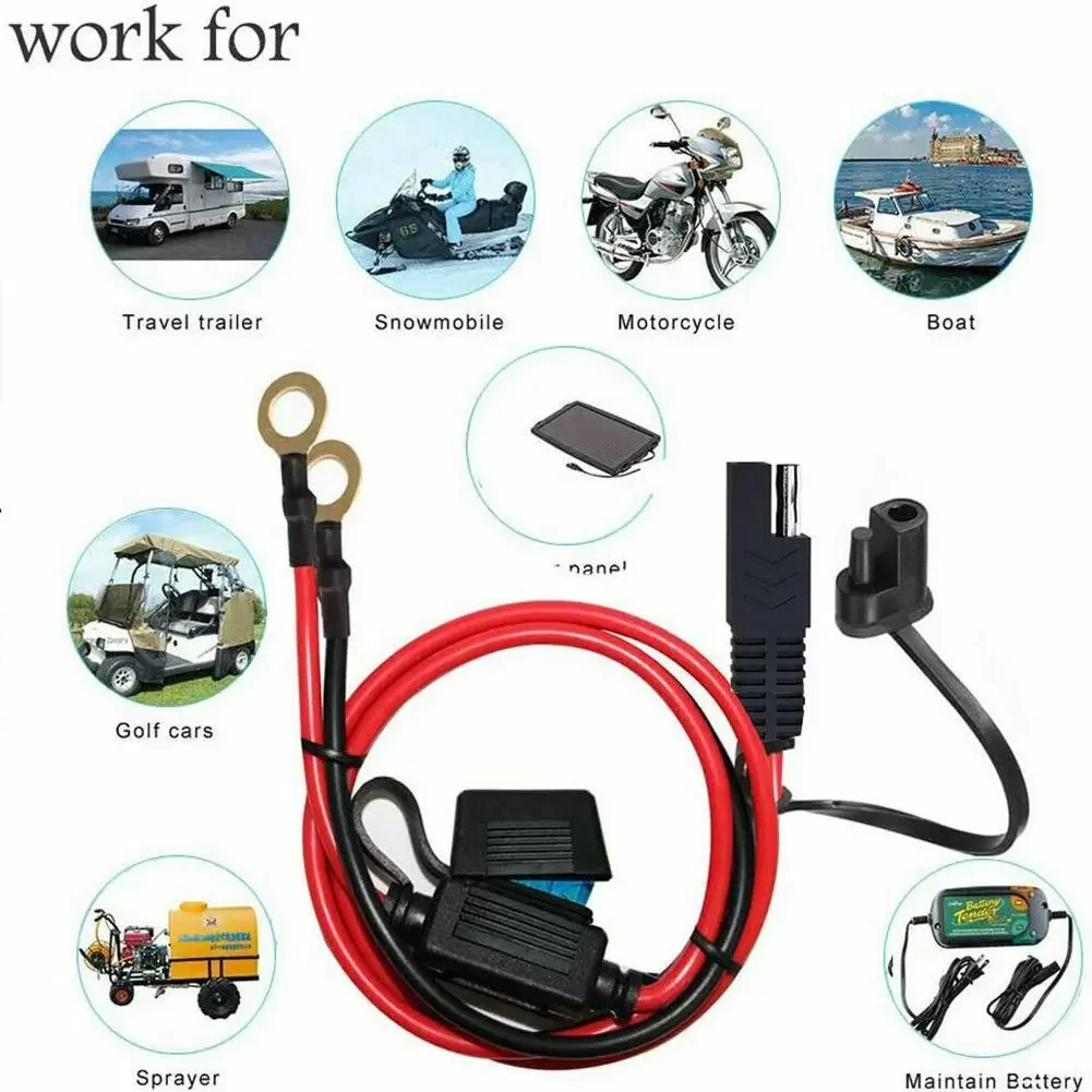 battery charger adapter 2 Piece Quick Release SAE Cable Fuse Terminal O Connector Extension Wire 16AWG Terminal