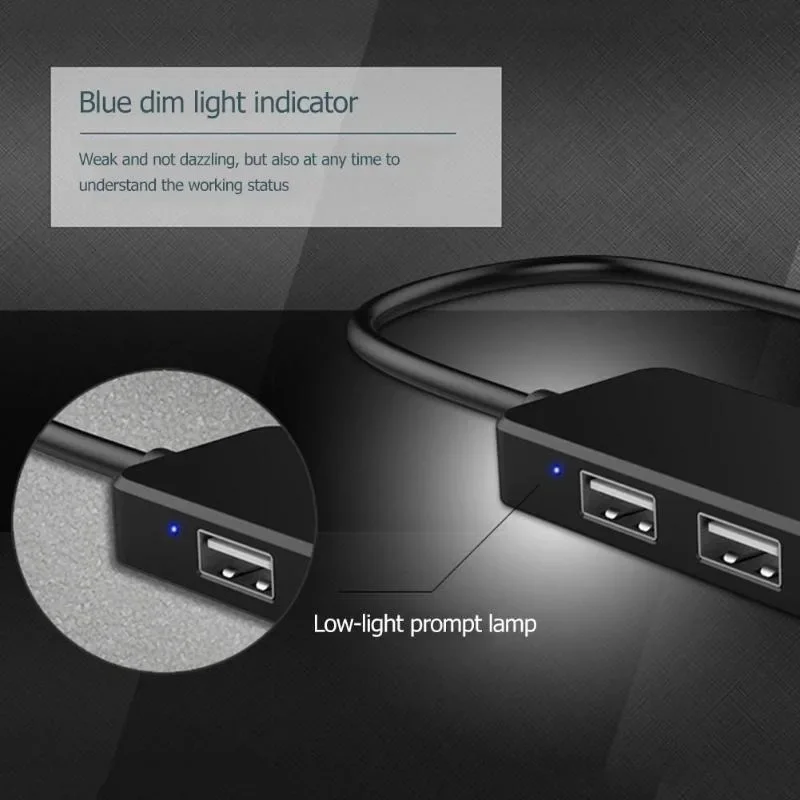 Adattatore hub splitter USB 2.0 multi-porta USB ultra sottile con 4 porte, dock di espansione per PC e laptop._voghion.com