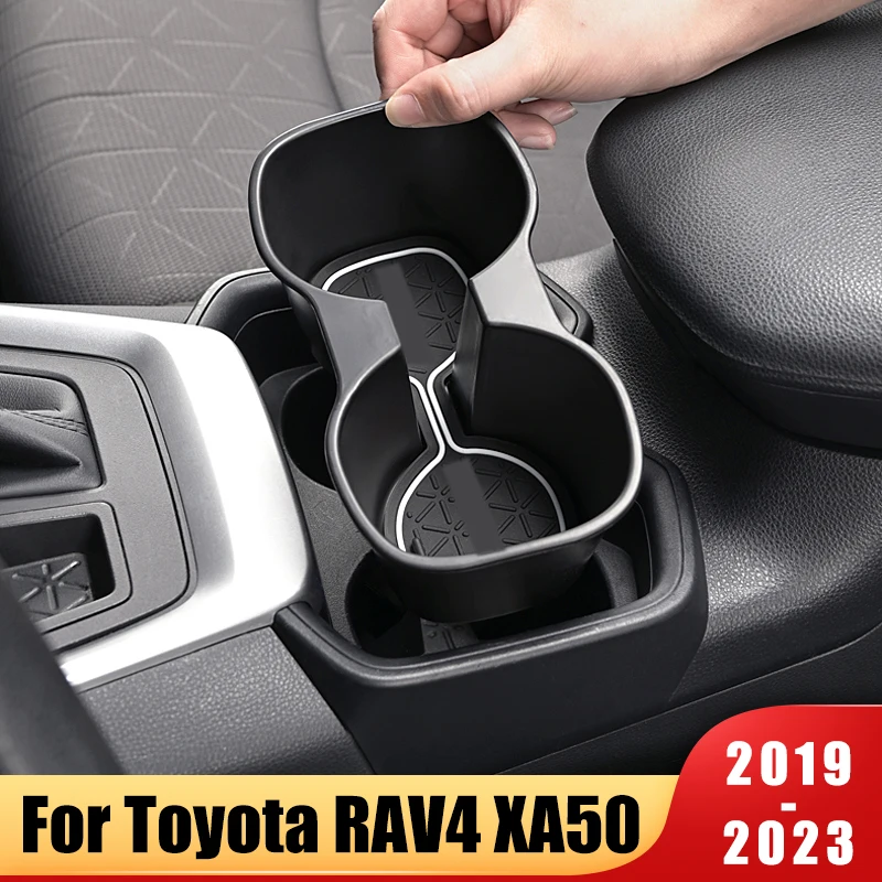 

Держатель стакана для воды для Toyota RAV4 XA50 2019 2020 2021 2022 ящик для хранения на центральную панель управления, напитков, нескользящая вставка с дво...