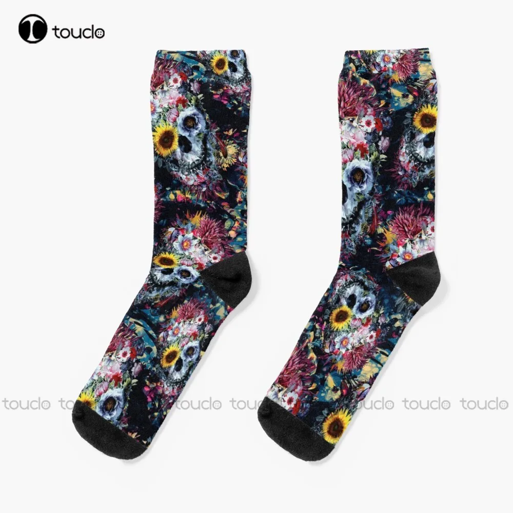 

Floral Skulls Socks Halloween Slipper Socks Funny Art Streetwear Colorful Cartoon Socks Christmas New Year Gift Unisex Adult