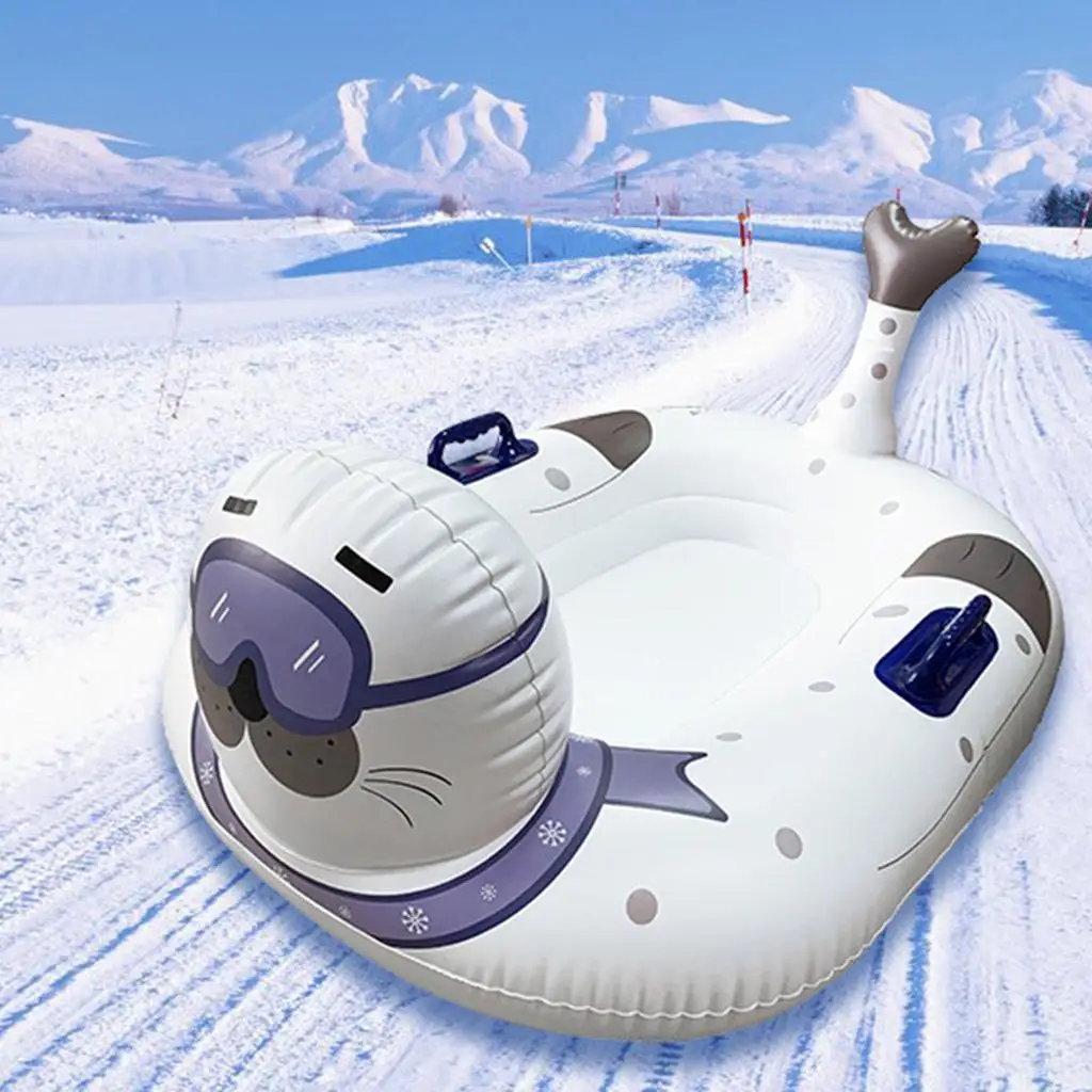 Inflatable Snow Tube Duty Freeze-Resistant 47\'\' Snow Sled Outdoor Winter