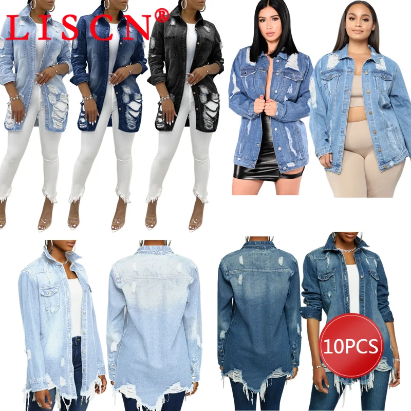 Bulk Items Wholesale Lots Denim Jacket Winter Coat Jacket For Woman Long Sleeve Coat Fashion