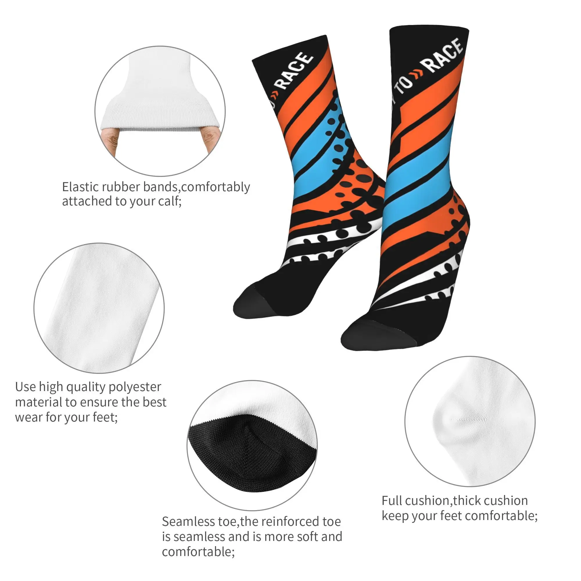 Custom Motor Ready To Race Enduro Cross Motocross Men Women Crew Socks Unisex Funny 3D Print Dress Socks