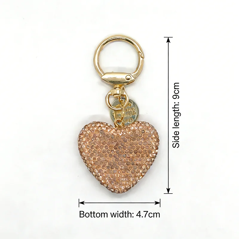 Glamorous Pink Heart Crystal Rhinestone Keychain Charm