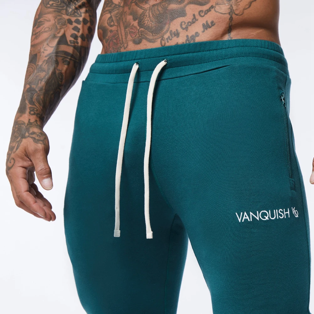 Mens Cotton Pants Teal Slim Leggings Joggers Skinny Streetwear Casual Running Trousers Male Training Workout Fitness Sweatpants
