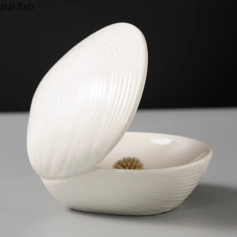 Pure White Threaded Clam Shell Ceramic Dinner Plate Restaurant Dessert Plate Salad Molecular Cuisine Creative Tableware
