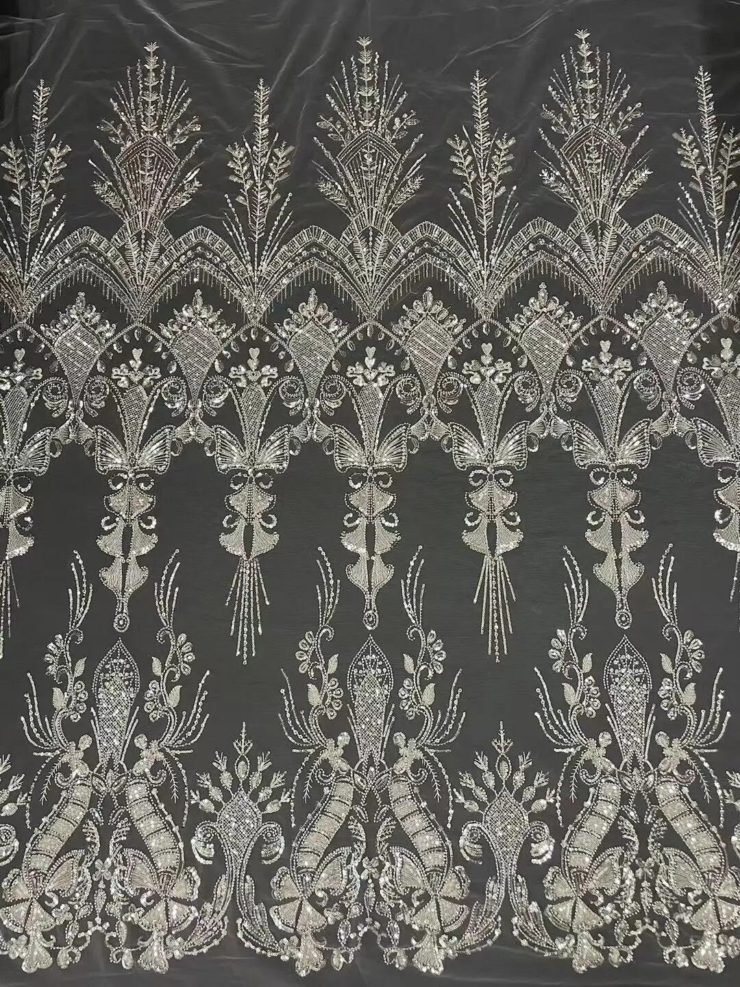 

Sequins African Lace Fabrics SYJ-11019615 Embroidered High Quality Nigerian with beads French Tulle Lace Fabric Lace