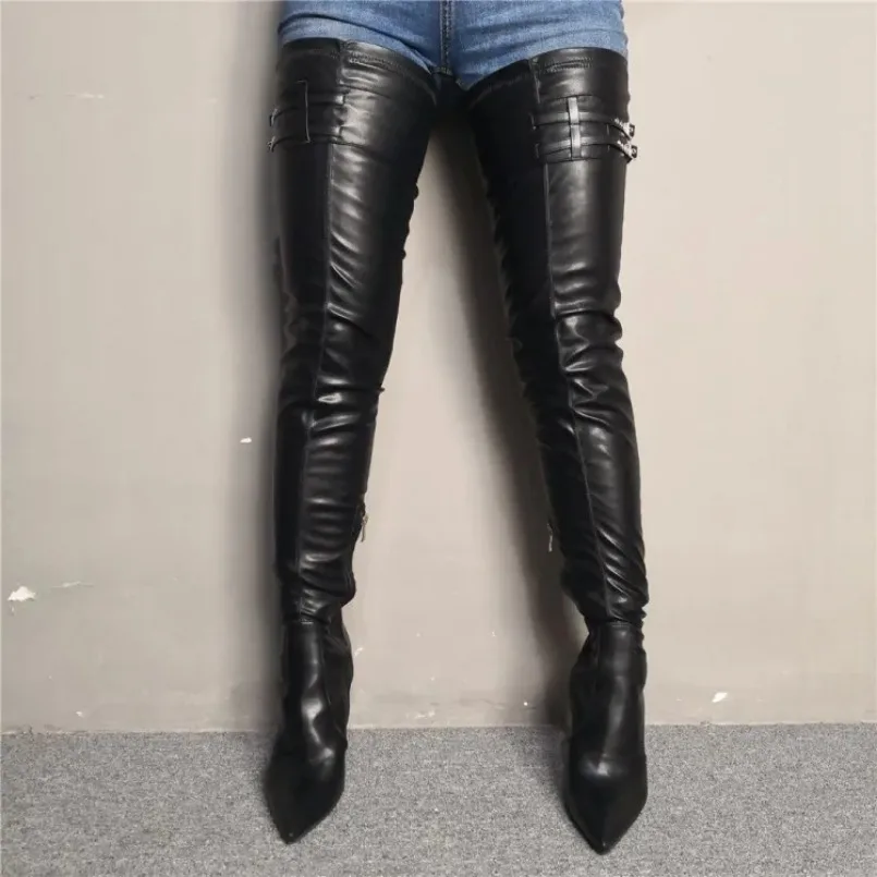 

Fashion Women's Thigh High Boots Sexy Thin Heel Boots Pointy Toe Side Zipper Women's Knee High Boots US Size 5-15