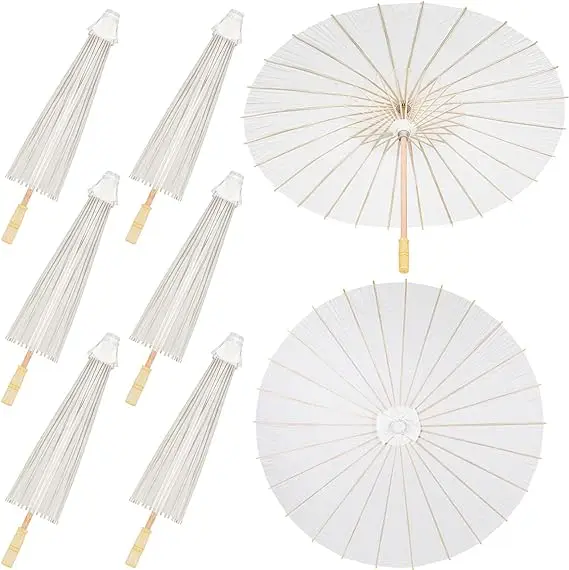 10PCS Parasol Umbrellas Wedding Photo Cosplay Prop Oilpaper Umbrella DIY White Umbrella Summer Whites Party Beach Decor folding umbrella automatic umbrella sun umbrella