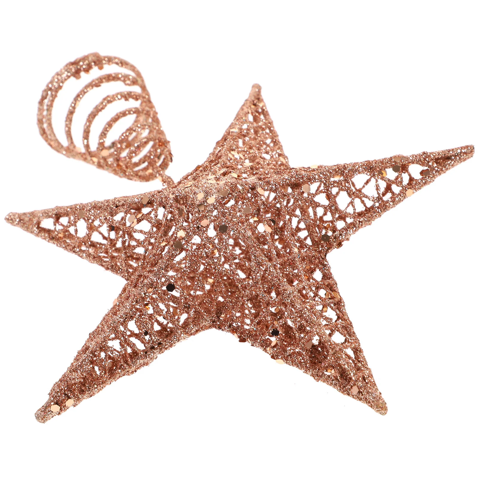 

20cm Glitter Christmas Tree Top Star Christmas Tree Iron Star Topper Glittering Christmas Tree Decoration Ornaments (Rose Gold)