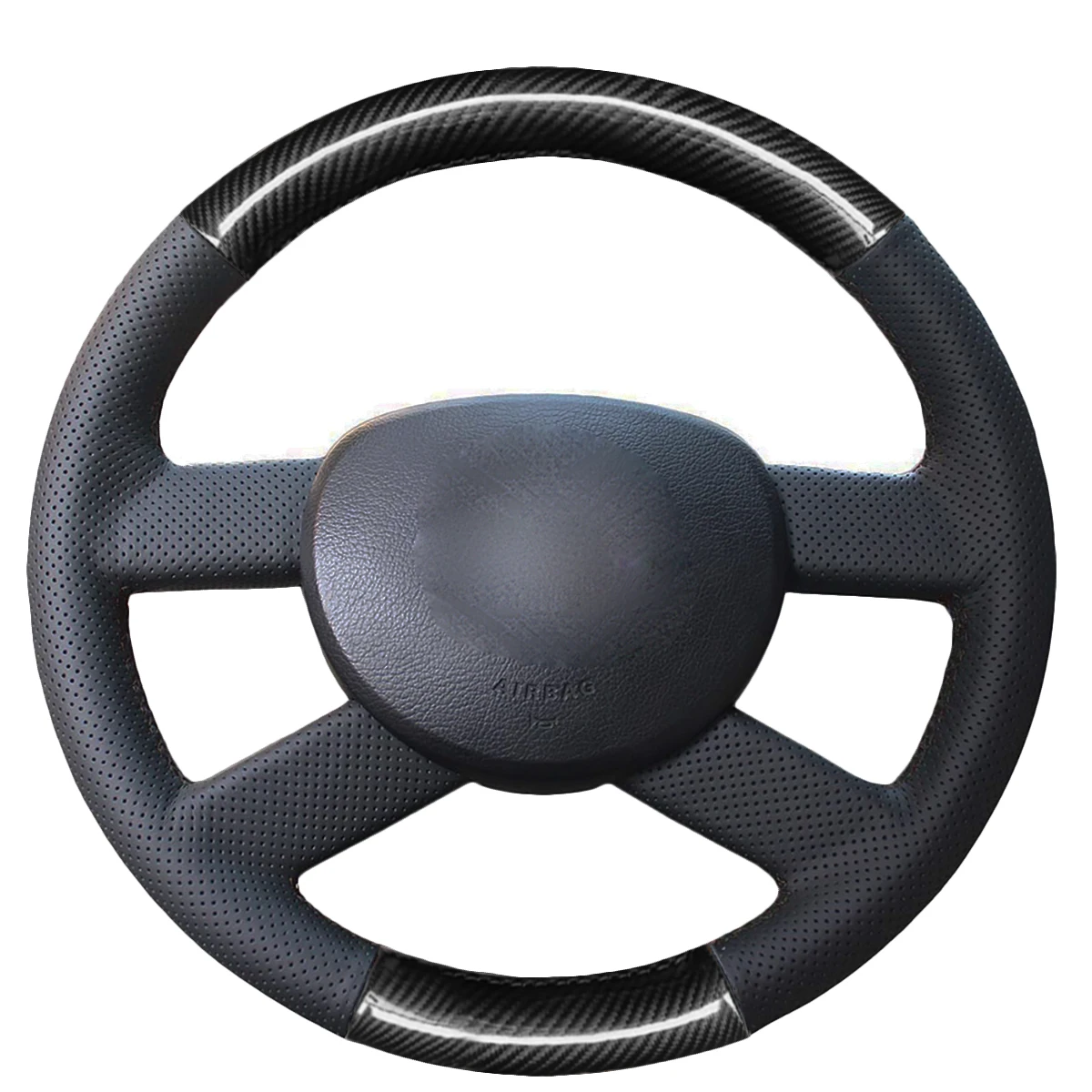 Yuji-Hong Black Artificial Leather Car Steering Wheel Covers Case For Volkswagen Vw  Vw Golf V Polo Fox Touran 2003-2006