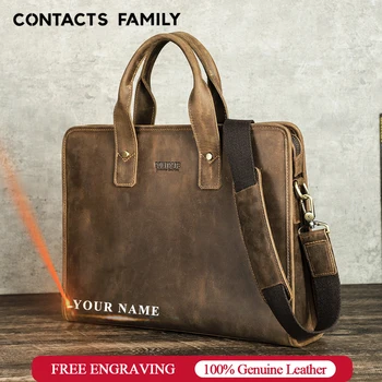 Borsa per laptop in vera pelle di lusso per MacBook Air 13 Pro 14 M4 M3 M2 M1 Custodia da uomo Tote Borsa con tracolla staccabile 1