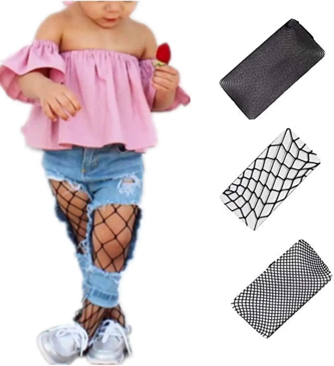 3 Pairs Kids Little Girls Fishnet Stockings Hollow Out Pantyhose Mesh Socks Tights Fashion Footed Leggings