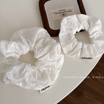 Scrunchies in pizzo oversize per le donne Fasce elastiche per capelli Supporti per coda di cavallo Cravatta per capelli solidi Elastici per capelli da donna 2025