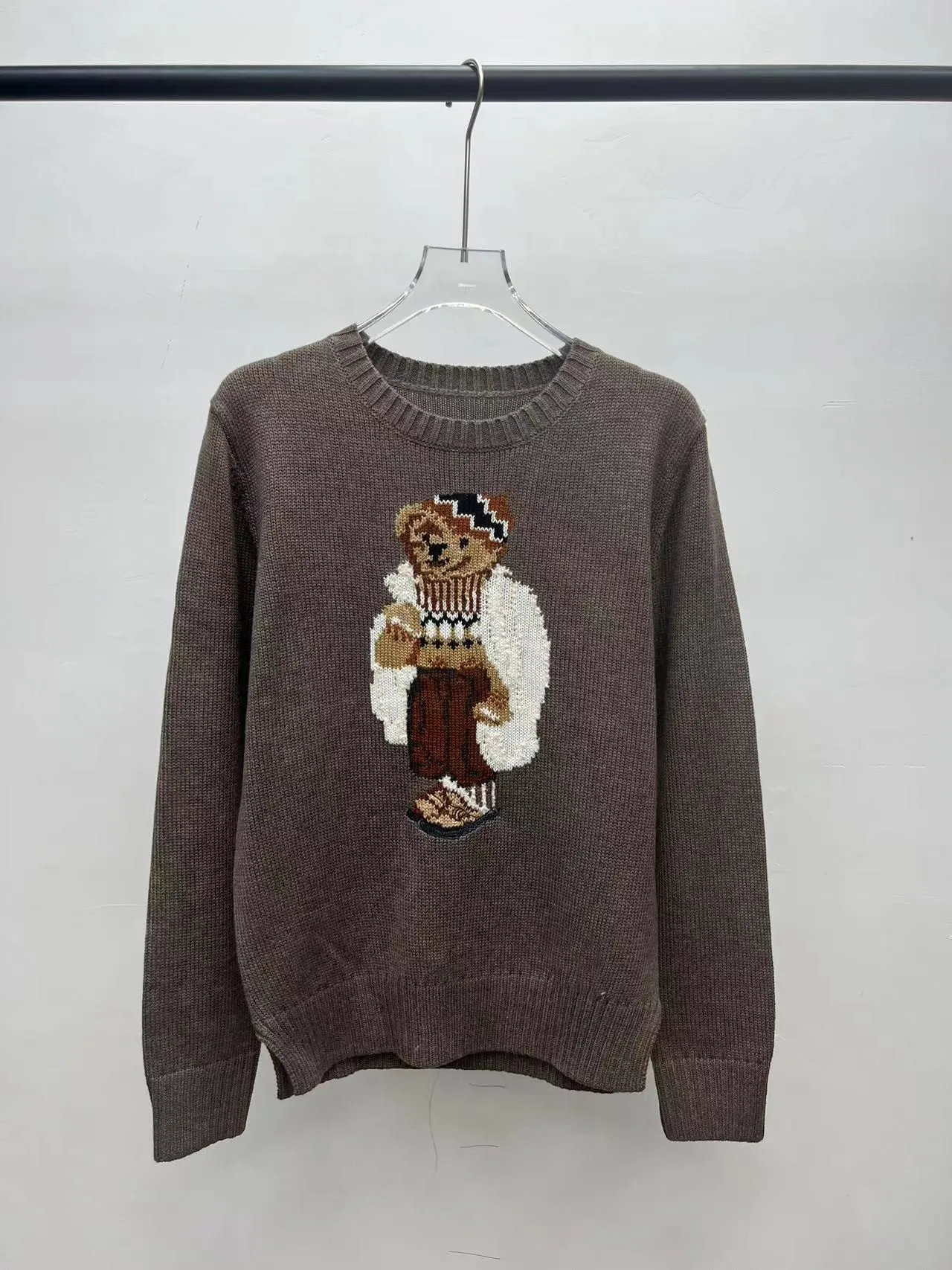 

2024 Women Cartoon RL Bear Wool Sweater Winter Fashion Long Sleeve Knitted Pullover Sweater Cotton Female Tops