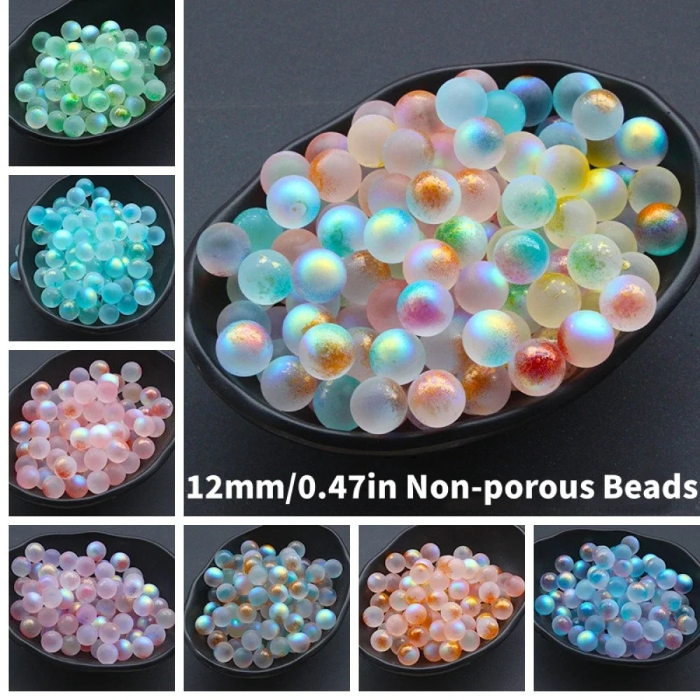 20pcs Round Ball 12mm Moon Light No Hole Sphere Lampwork Crystal Glass Loose Beads for Jewelry Making DIY Crafts Findings
