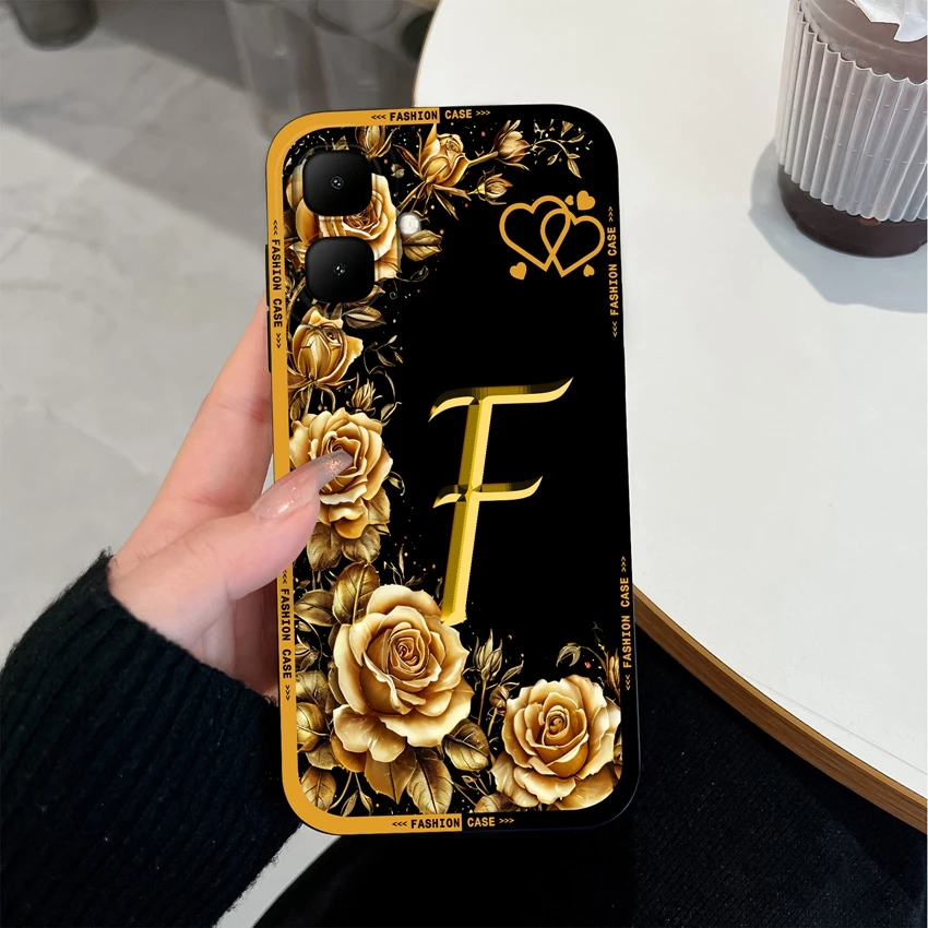 Rose Flower Letter Matte Silicone Shockproof Protective Phone Case