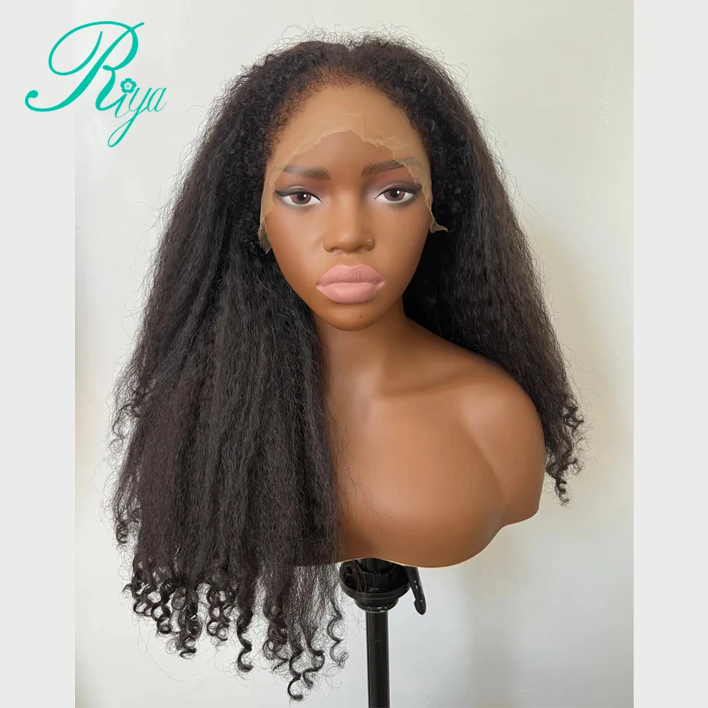 Yaki Straight 360 Full Lace Wig Human Hair Preplucked With 4CEdges Hairline 250% 13x6Curly Lace Front Human Hair Wigs For Women
