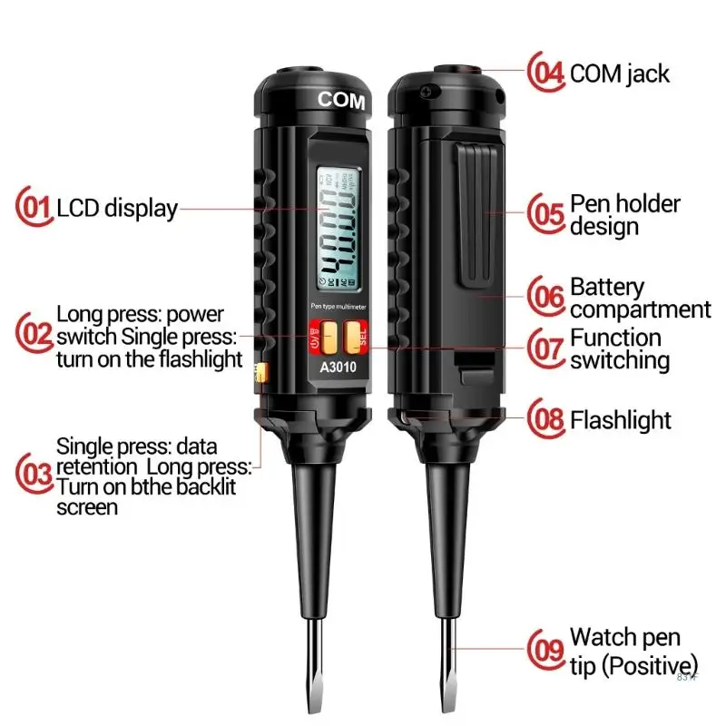 ANENG Voltage Tester for Capacitance Test Multimeter with Low Battery Indication Digital Tester Pen 3
