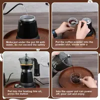 Cafetière électrique 480W, 300ml/6 tasses, cafetière italienne portable en aluminium pour la maison, percolateur pour la maison, noir 4