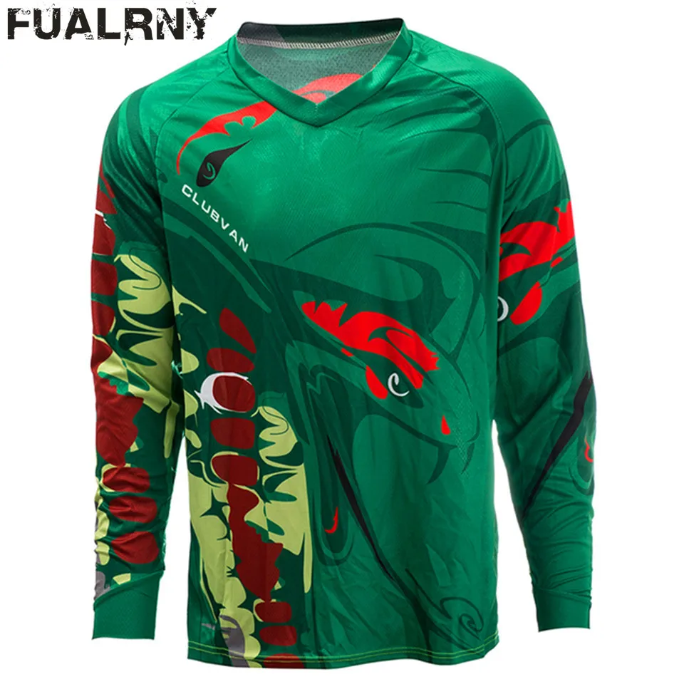 Maillot De Motocross Manches Longues - Homme - Vert - MTB - Léger Et Respirant