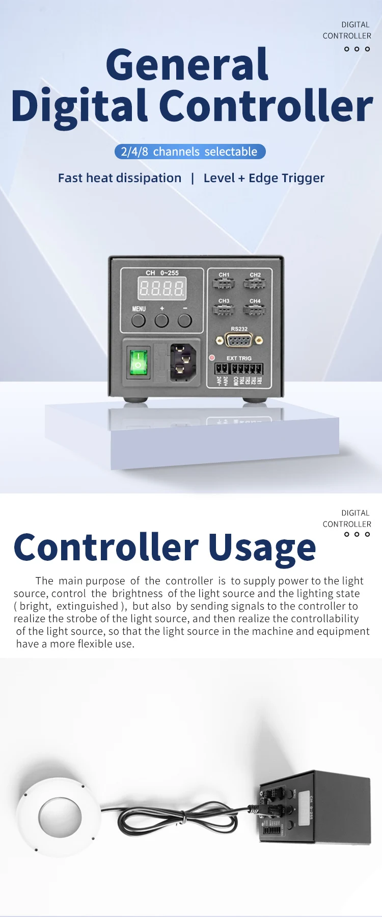 65W 4 channels vision inspection LED lighting brightness adjustment controller