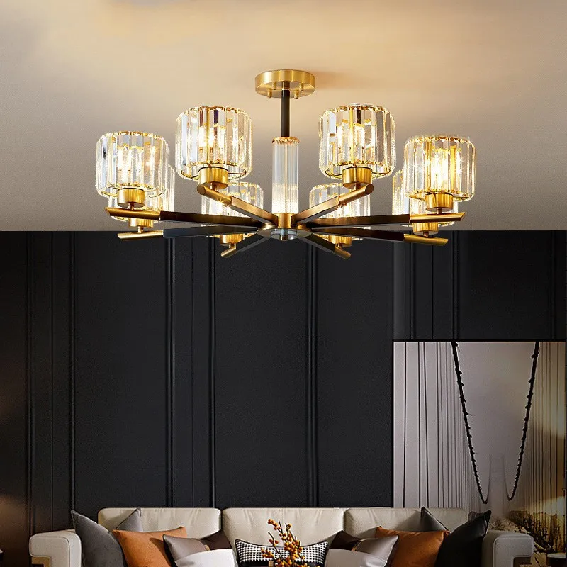 

Led E27 European Modern Crystal Copper Chandelier Home Decor Lamp For Living Room Dinning Room Luxury Vertigo Hanging Light