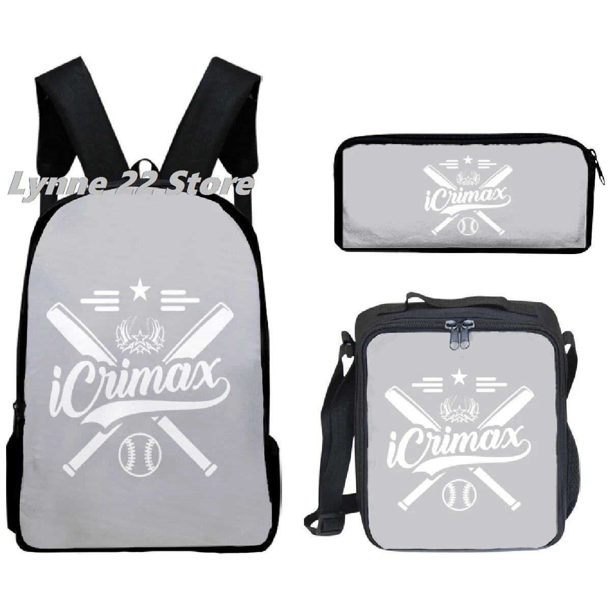 Hot Sale icrimax Backpack 3pcs/Set Boys Girls School bag lunch bag pencil case icrimax Bag Travel Laptop 6