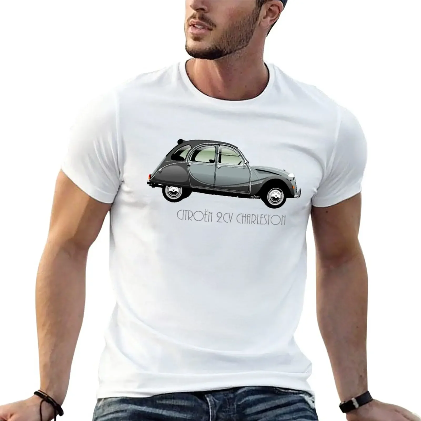 Citro?N 2Cv Charleston Grigio T-Shirt Anime Anime Vestiti Abbigliamento Uomo