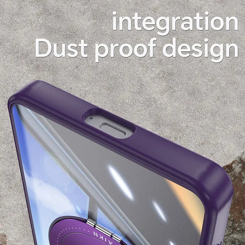 Magnetic 360° Ring Matte Transparent Non-Slip Dustproof Phone Case