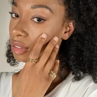 A Niche Two-Color Four-Ring Copper Jewelry Ring, Hypoallergenic, Ins Style, Stacking Artifact, Suitable For Young Wome Jewelry - Image 2