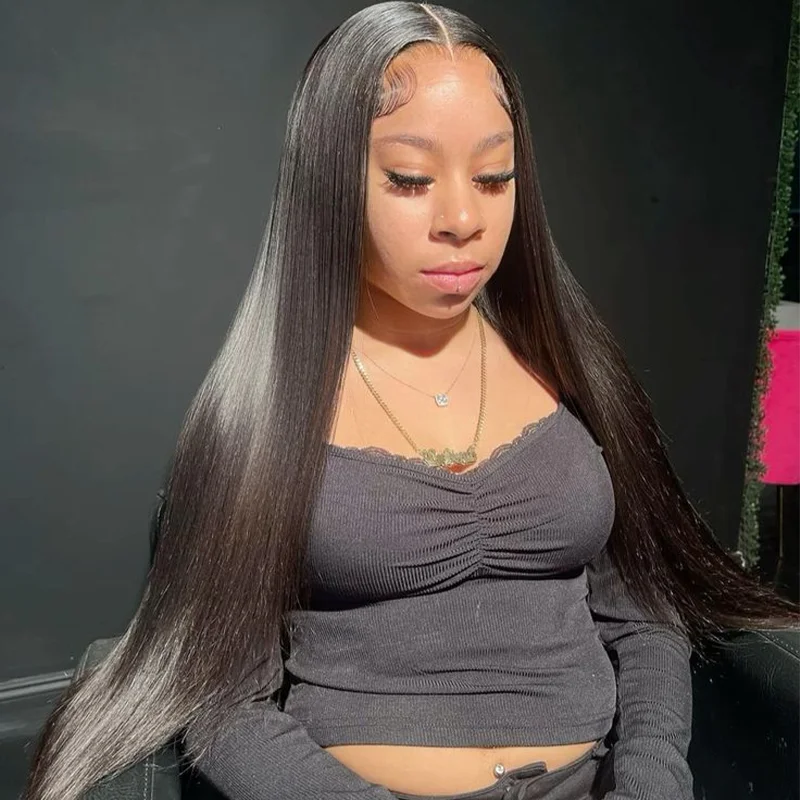 40 Inch 200% Density 13x4 Transparent Bone Straight 30 40 Inches Lace Frontal Human Hair Wigs Brazilian Frontal Wigs For Women 1