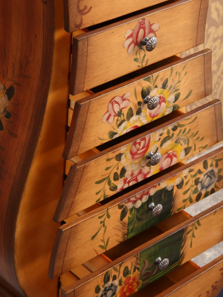 

Living Room Vase Cabinet Curio Cabinet Bedroom Drawer Locker Retro Distressed Painted Cabinet