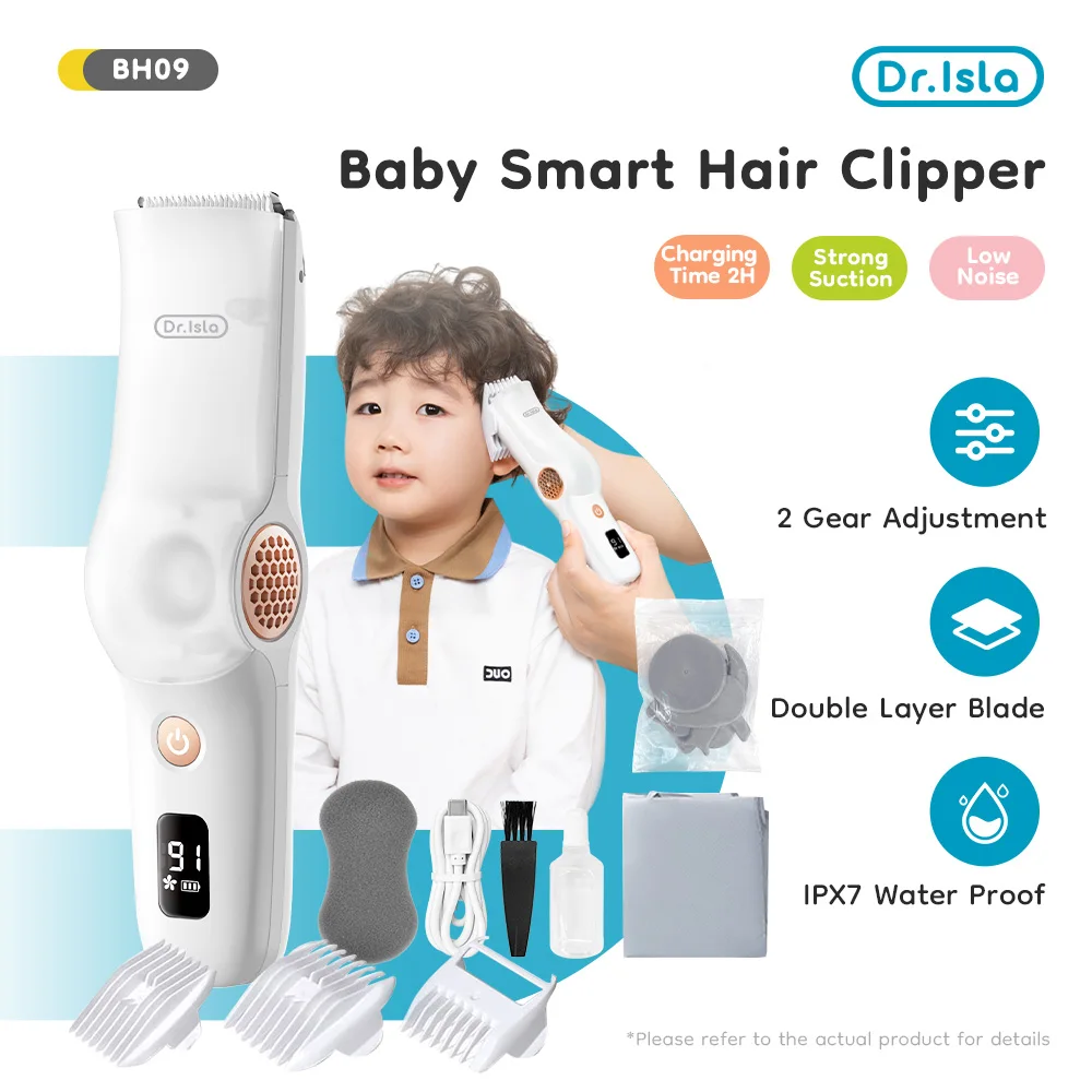 Dr.isla Hair-absorbing Hair Clipper Low Noise Baby Hair IPX7 Waterproof Household Children Clipper Electric Baby Care
