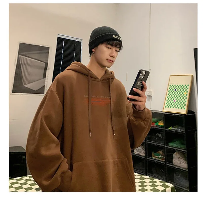 Sweatshirt Men's American Retro Hoodie Padded Printed Loose Jacket Fashion Versatile Pullover Sweatshirt Men Clothing Streetwear