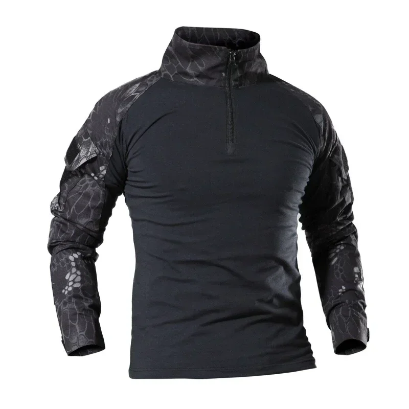 Men Tactical T Shirt Camouflage Long Sleeve Zipper Assault Frog Climbing Outdoor Shirt Hiking Uniform sport t shirt long sleeve t shirt