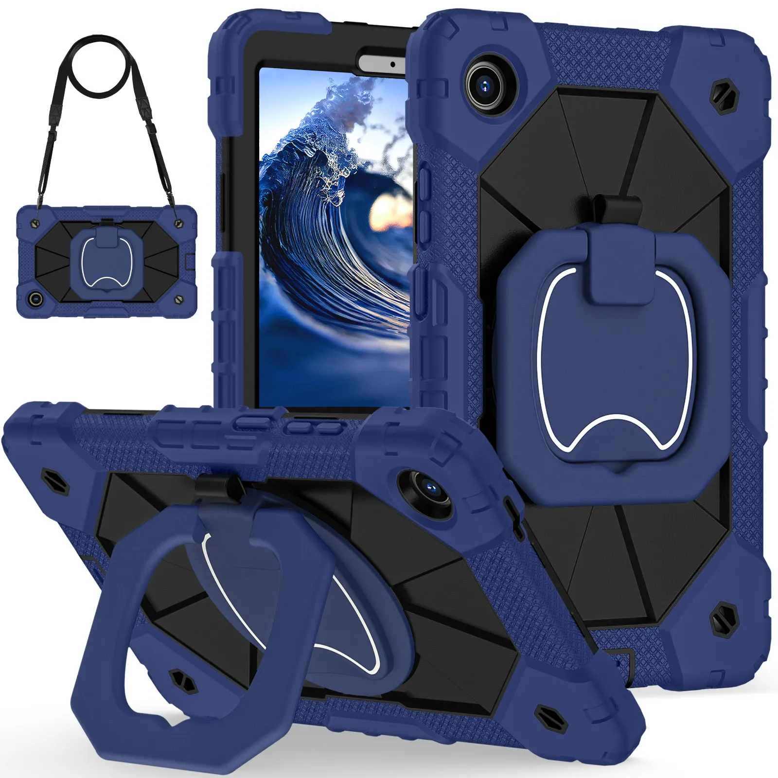 Silicone Armor Case For Lenovo Tab One 8.7Inch K9 Tb305fu Tb305xu 8.7'' 2025 Rotating Stand Rugged Kids Tablet Cover_voghion.com