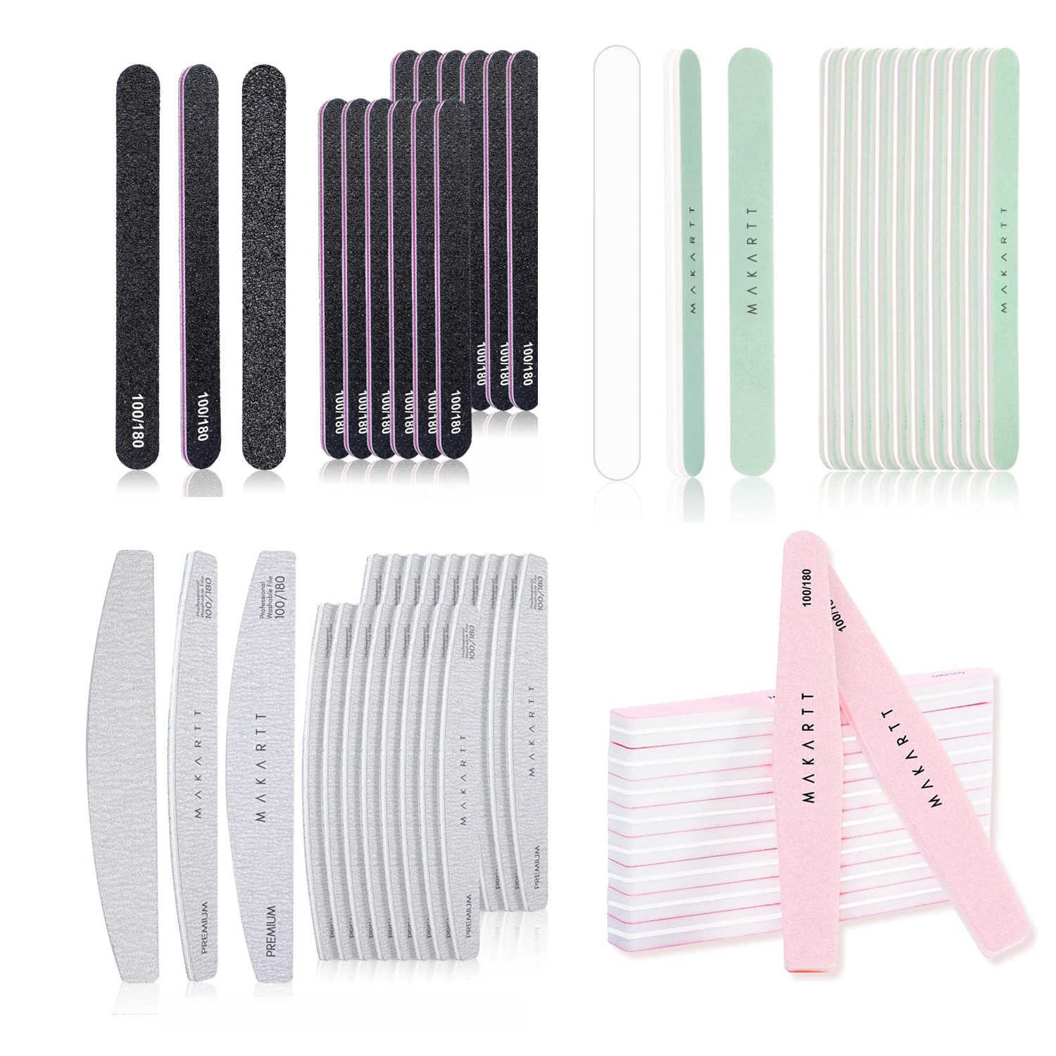 10pcs Professional Zebra Nail Files Set 100/180 150/150 Makartt Nail Buffering Files Washable Double-Side 100 180 Emery Board