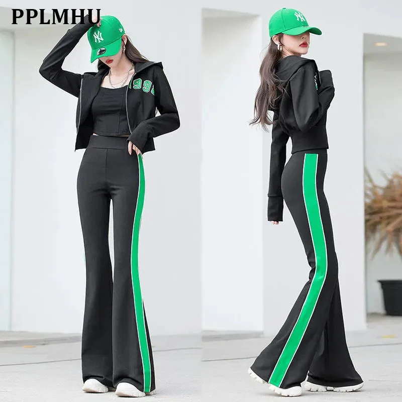 Streetwear Tracksuit Korean Slim 2 Piece Sets Women Casual Zip Up