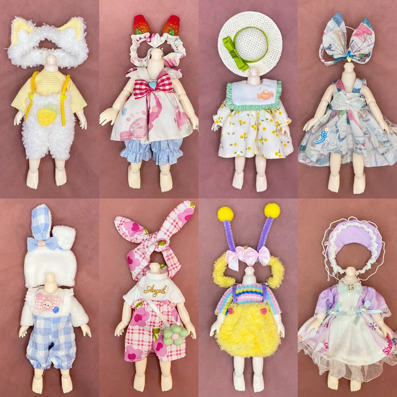 16cm Doll Clothes 8 Points Bjd Changing General Clothes Princess Dress Ob11 Cute Suit Girl DIY Dressing Suit Accessories Toys