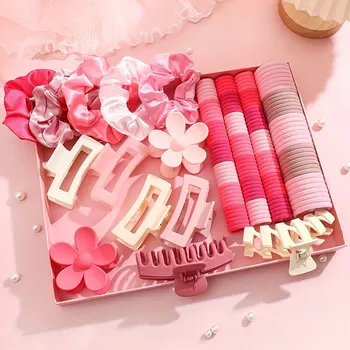 여성 데일리 파티 선물 2023, 도파민 패션 탄성 다채로운 밴드 헤어 서클, 꽃 모양 헤어 액세서리 그립, 53-163 개