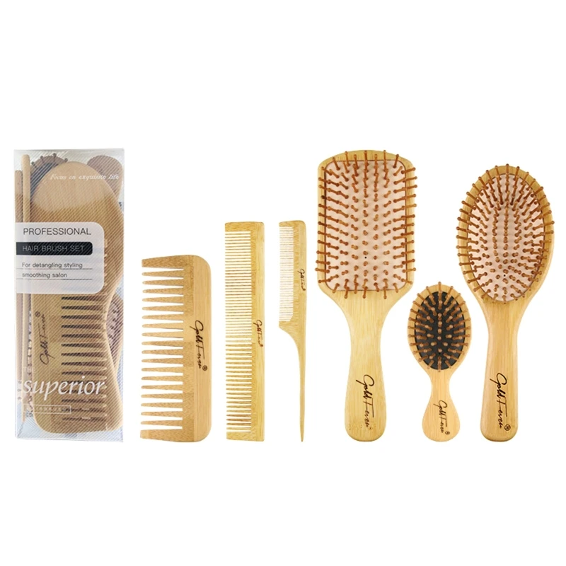 

6Pcs Combs Healthy Paddle Scalp Hairbrush Bamboo Cushion for Head Massage Dropship