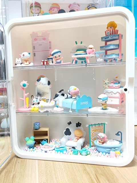 POP MART-Vitrine HD pour figurines d'action DIMOO, boîte ennemi  anti-poussière, vitrine d'art, armoire de rangement pour beurre, jouets