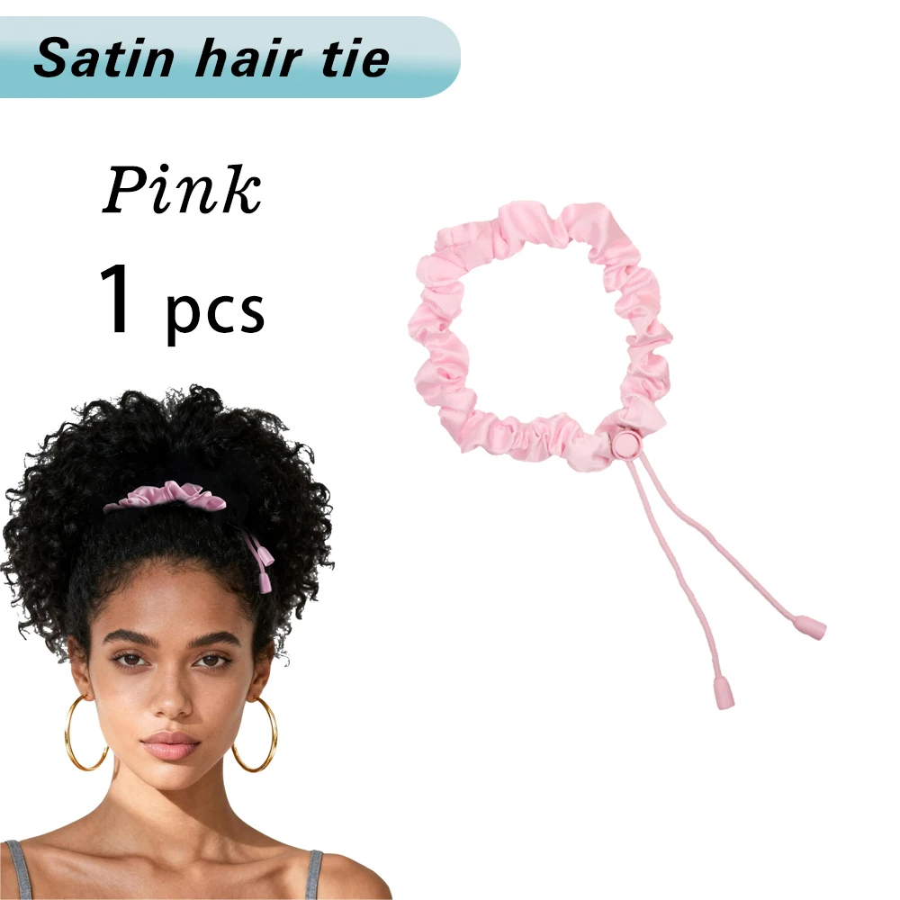 Luxurious Black Satin Adjustable Hair Tie – No-Slip, Durable & Reusable Elastic Bands for Effortless Styling