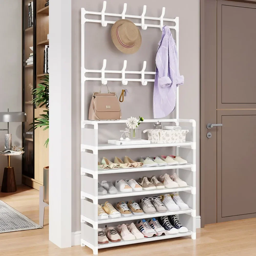 Clothes Hanger Multi-Layer Shoe Rack Doorway DIY Hat and Shoes Shelf Simple Floor-Standing Living Room Organizer Storage Racks clothes rack,shoe and hat racks