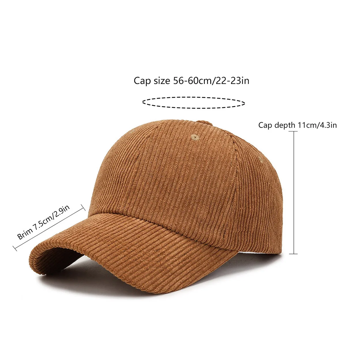 Fashion Suede Baseball Cap Men and Women Autumn and Winter Solid Retro Corduroy Hat Hip Hop Hat Unisex Street Adjustable Sun Hat