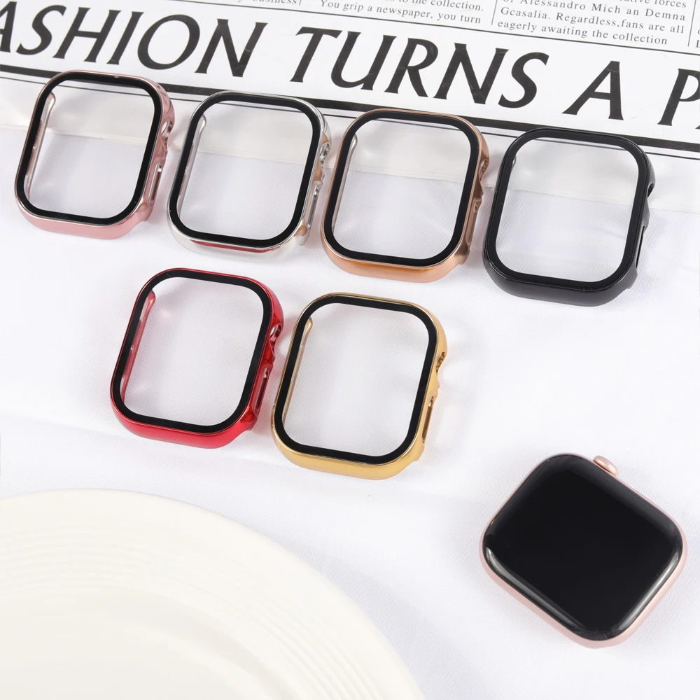 Premium Plated Protective Case with Tempered Glass Screen Protector for Smartwatch - Bumper Cover Included
