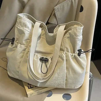 Borsa tote di grande capacità Borsa a tracolla in tela alla moda Borsa a secchiello per pendolarismo da lavoro