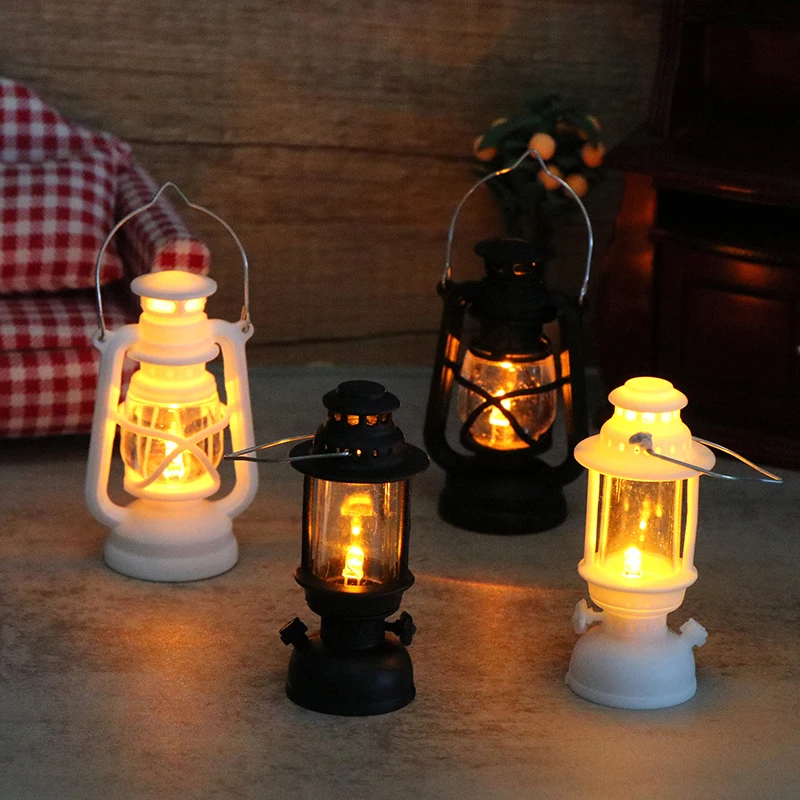 Doll House with Kerosene Lamp Nightlight Device Online Celebrity Mini Retro Oil Lamp Decor Miniature Food and Play Scene Model 2